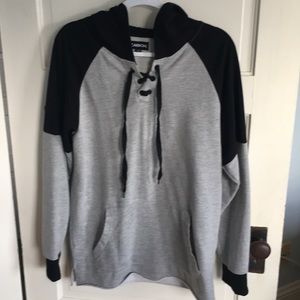 Gray and black hoodie